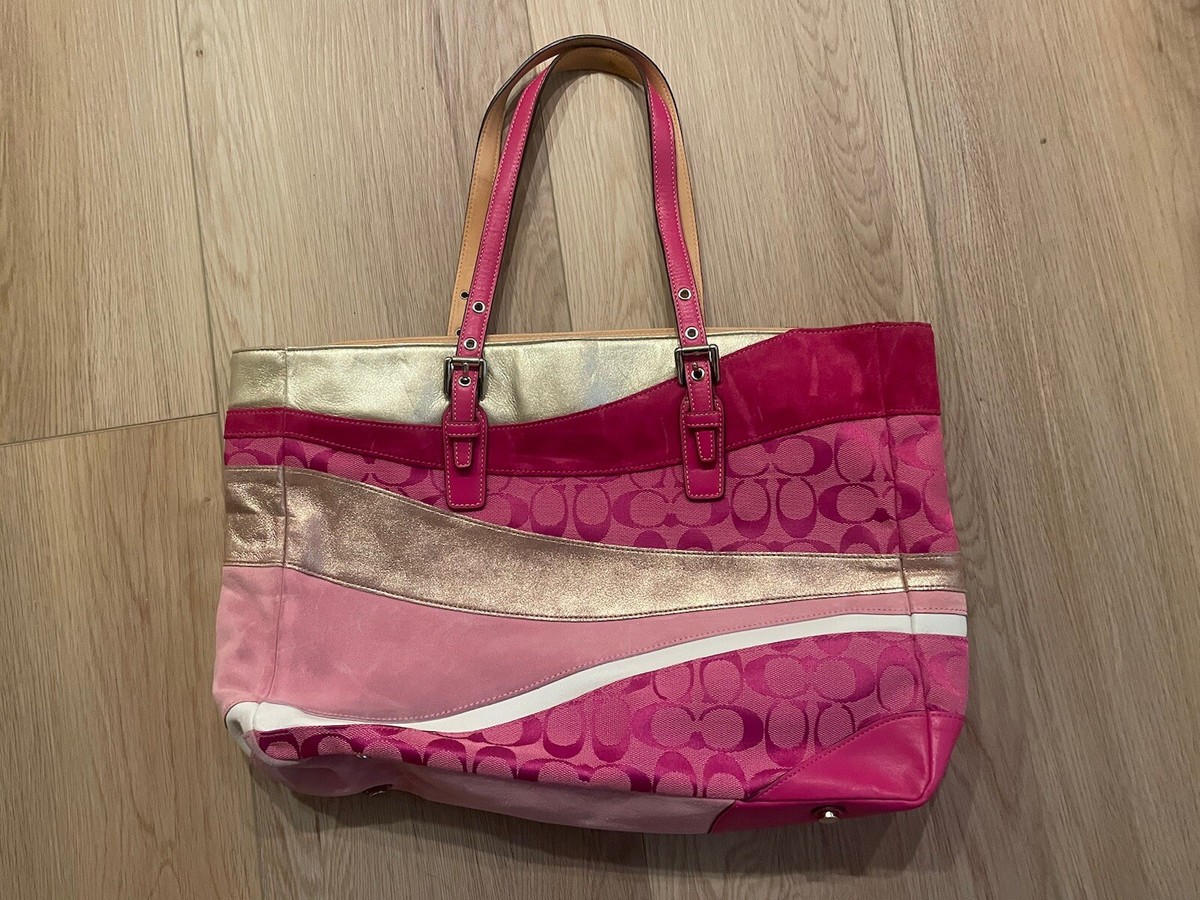 NEW Coach Ltd Ed Pink Wave Multicolor Suede Lg Gallery Tote NEW Coach Ltd Ed Pink Wave Multicolor Suede Lg Gallery Tote