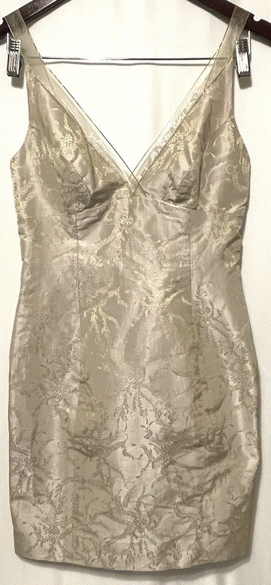 elie tahari gold dress ELIE TAHARI Size 8 Gold Cotton Blend One Shoulder Cocktail Dress main image 1