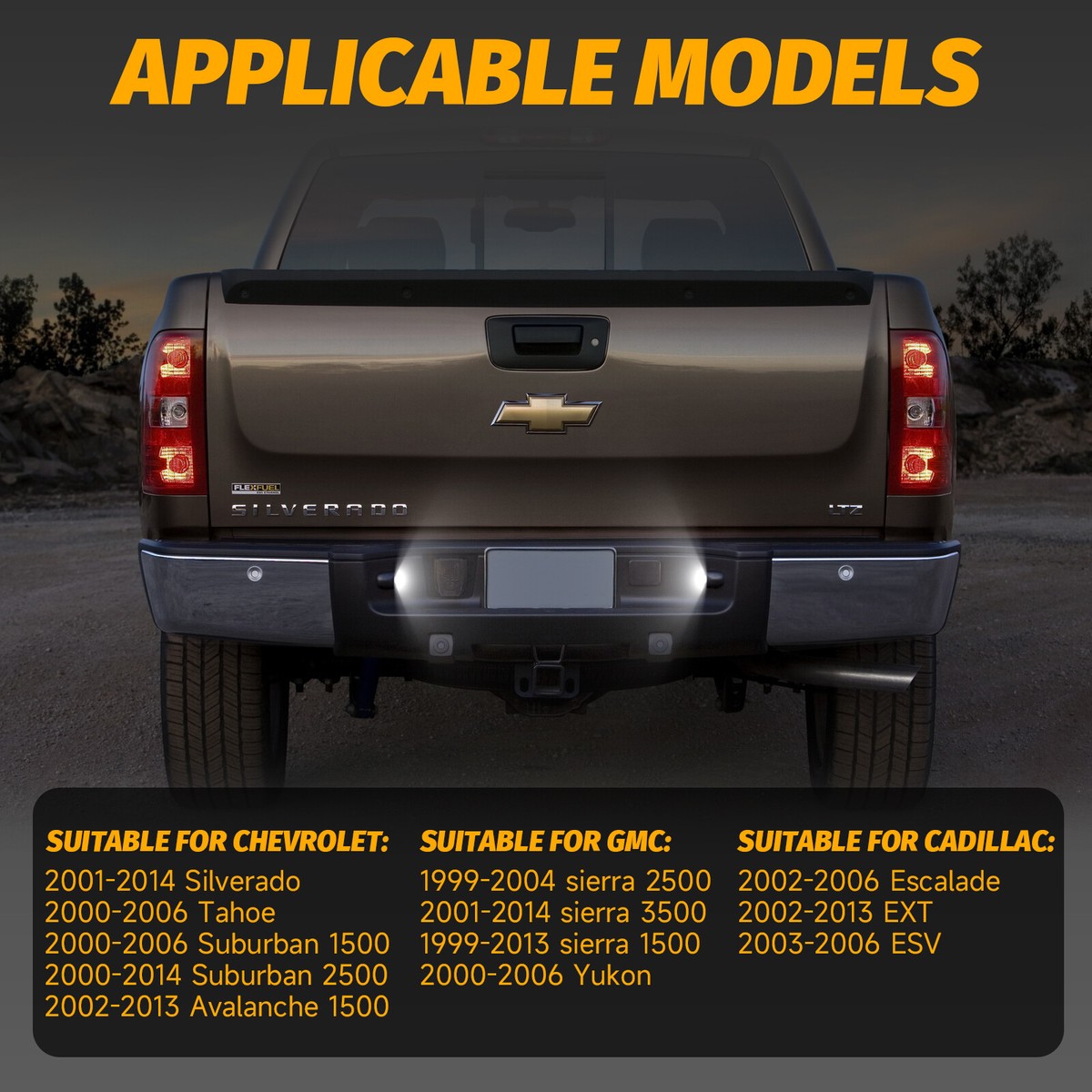 LED License Plate Lights For Chevy Silverado GMC Sierra 1500 2500 3500 Cadillac - Foto 7