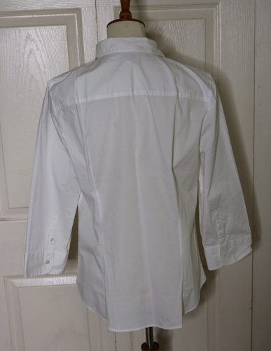 J Crew Stretch Perfect Button Front 3/4 Sleeve White Shirt Top Sz Lge New - Picture 6 of 9