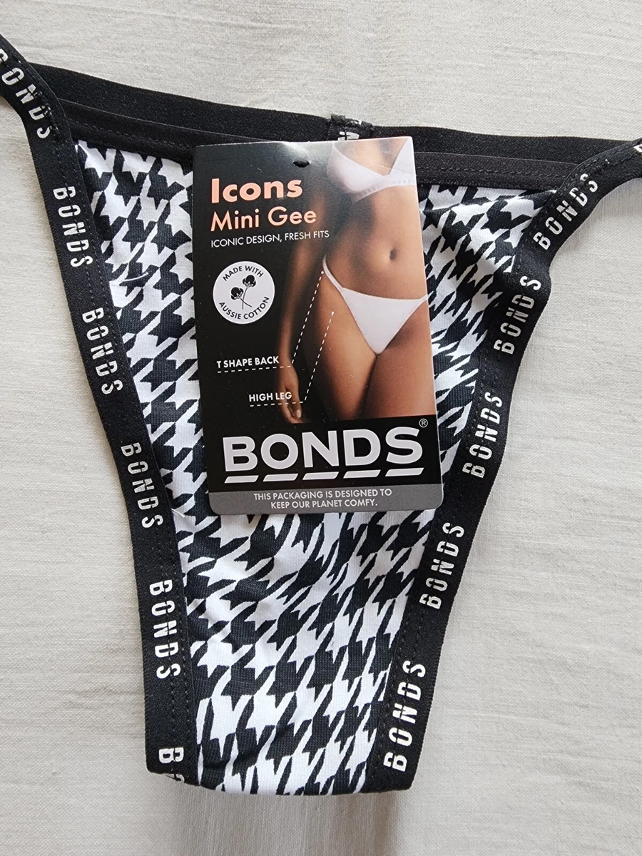Bonds Ladies WREJ F5D Mixed Tape Print Icons Mini Gee G String Brief Size 8 New