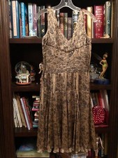 Genny Bronze & Black Silk Dress - Pre-owned -  Size 40 (Italy) 4 (US)