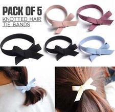 5x Korean Style Solid Color Knotted Hair Tie Bow Rubber Bands Girls Elastic Rope