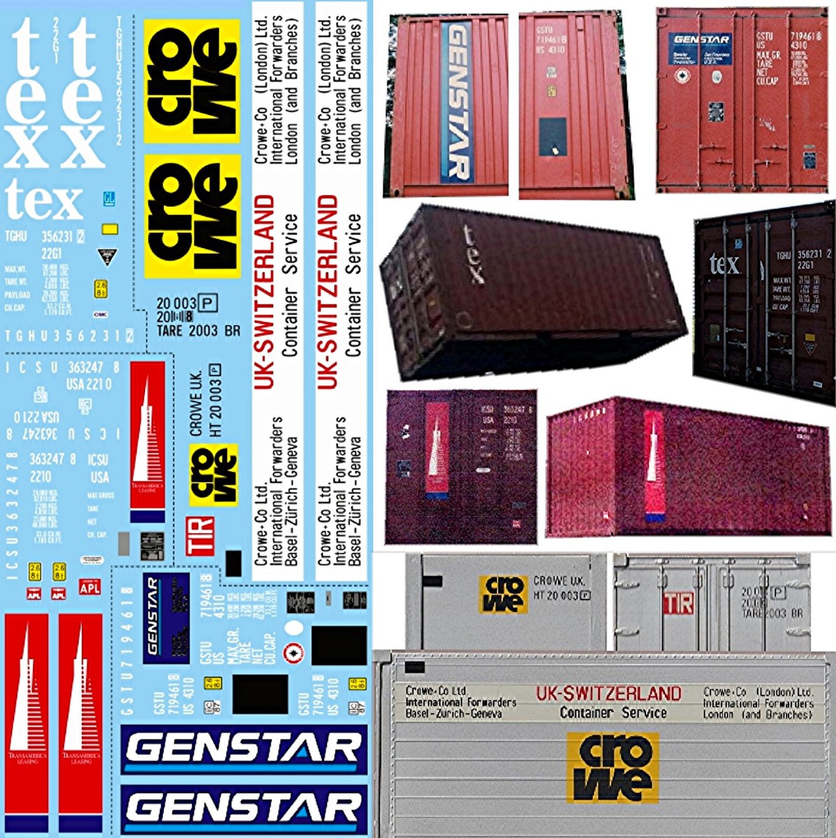 Décalcomanies INTERDECAL Pour Conteneur 20' (6m) - Échelle 1/43, 185x80mm - Neuf