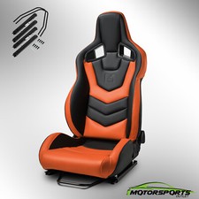 Evo-series Reclinable Pvc Single Racing Seat Car Seat Wsliders Black-orange