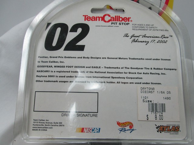 2002 Team Caliber Pit Stop Daytona 500 Event Car Edition ...