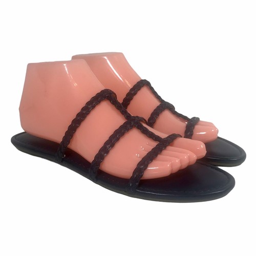 Talbots Women’s Sadie Braided Strap Slide Sandals US 8 Navy Blue Faux Leather