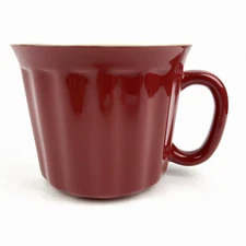 Goodcook Stoneware Red & Tan Ribbed 18 oz Soup Mug Coffee Cup Gift Item