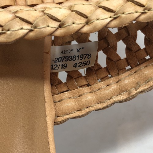 American Eagle Shoes 9 Beige Multi Tone Woven Slide Flats Pointed Toe Sandal PU - Picture 10 of 12