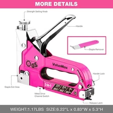 ValueMax Staple Gun Heavy Duty 3-in-1 Manual Nail Gun with 2000 Staples for Wood