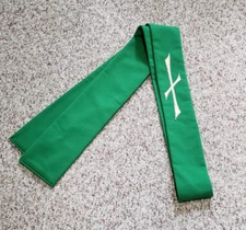 DEACON CLERGY VESTMENT STOLE GREEN W/CROSS