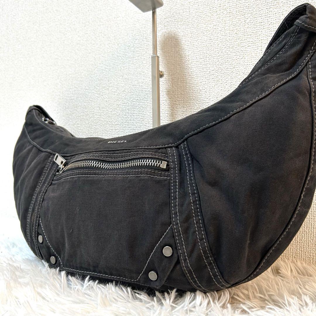 Diesel Women Crescent Bag Shoulder Canvas Black Half Moon Diesel Women Crescent Bag Shoulder Canvas Black Half Moon
