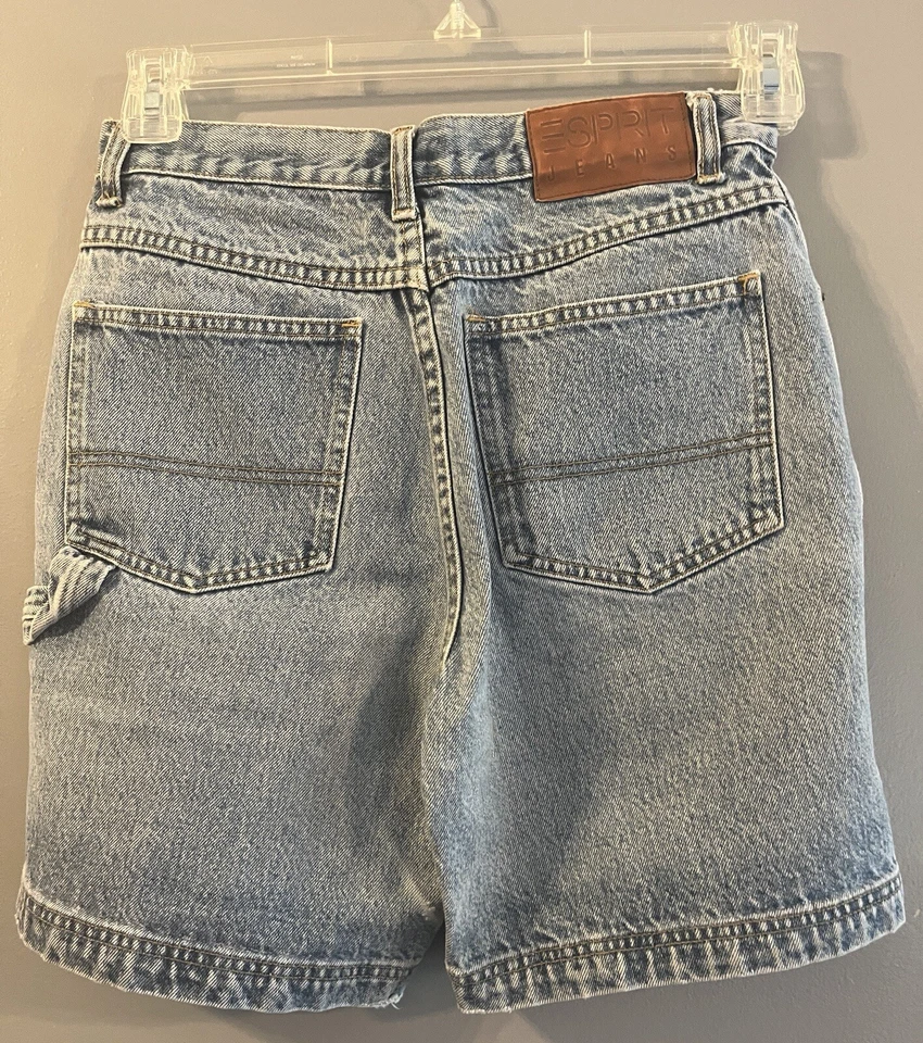 Pantalones Cortos Vaqueros Esprit Vintage Años 80 Cintura Alta Mamá Talla Jr 5 (28”) Botón Mosca Foto 4 de 4