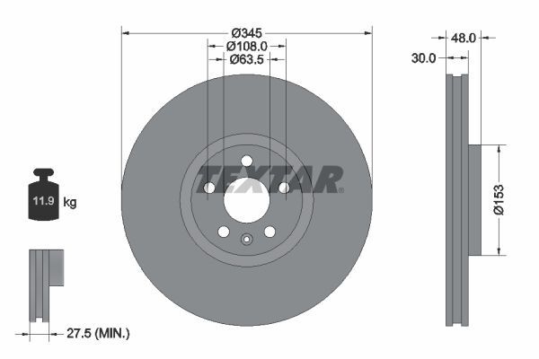 2X Textar 92289805 Bremsscheibe FüR Volvo-image