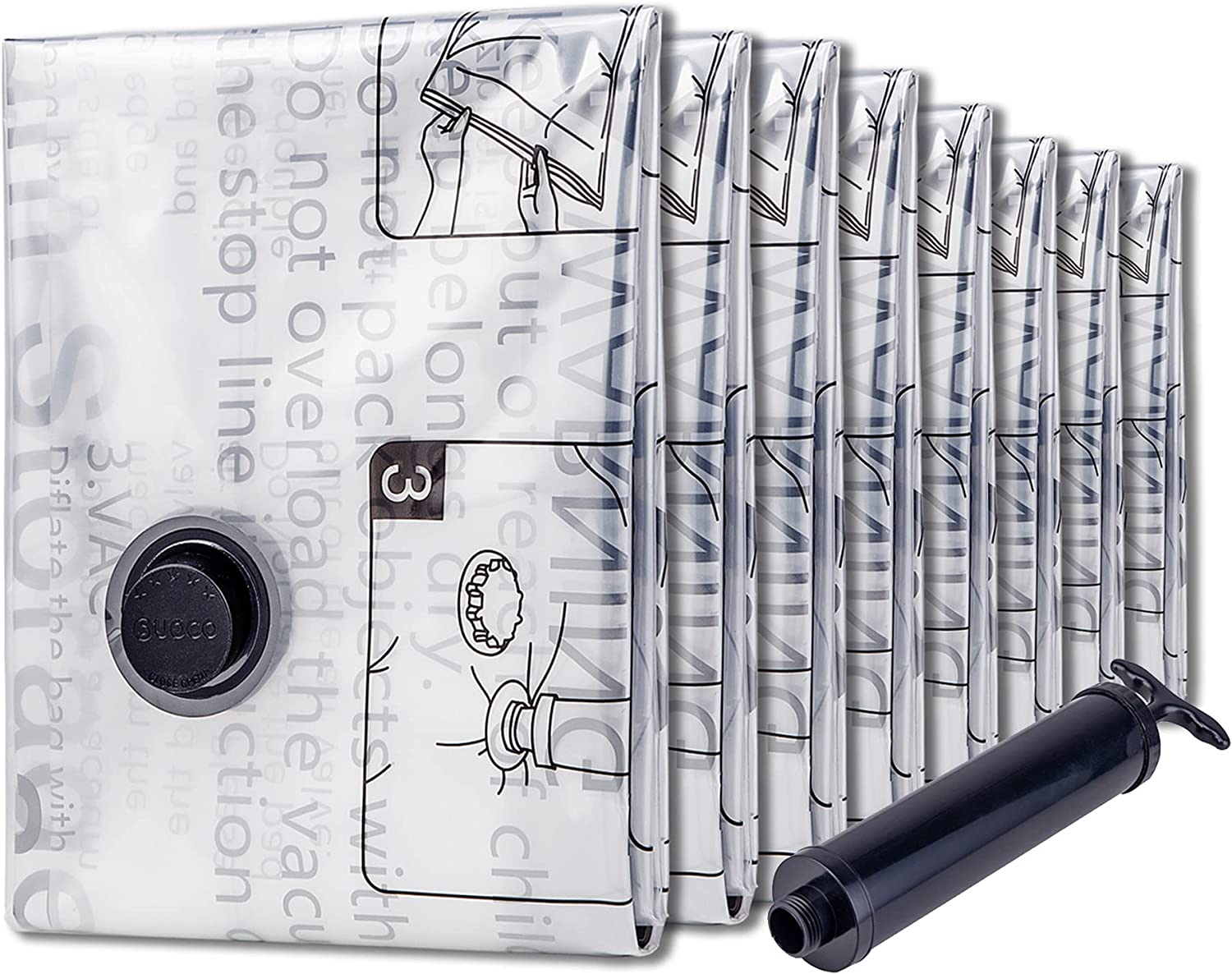 Vacuum Storage Bags (8 Jumbo), Space Saver Bags for Clothes, Pillows, Comforters