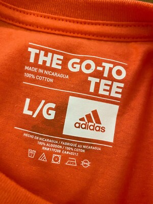 Adidas Rep Set Sweat Go-To Tee Orange Cotton New Women's T-Shirt L