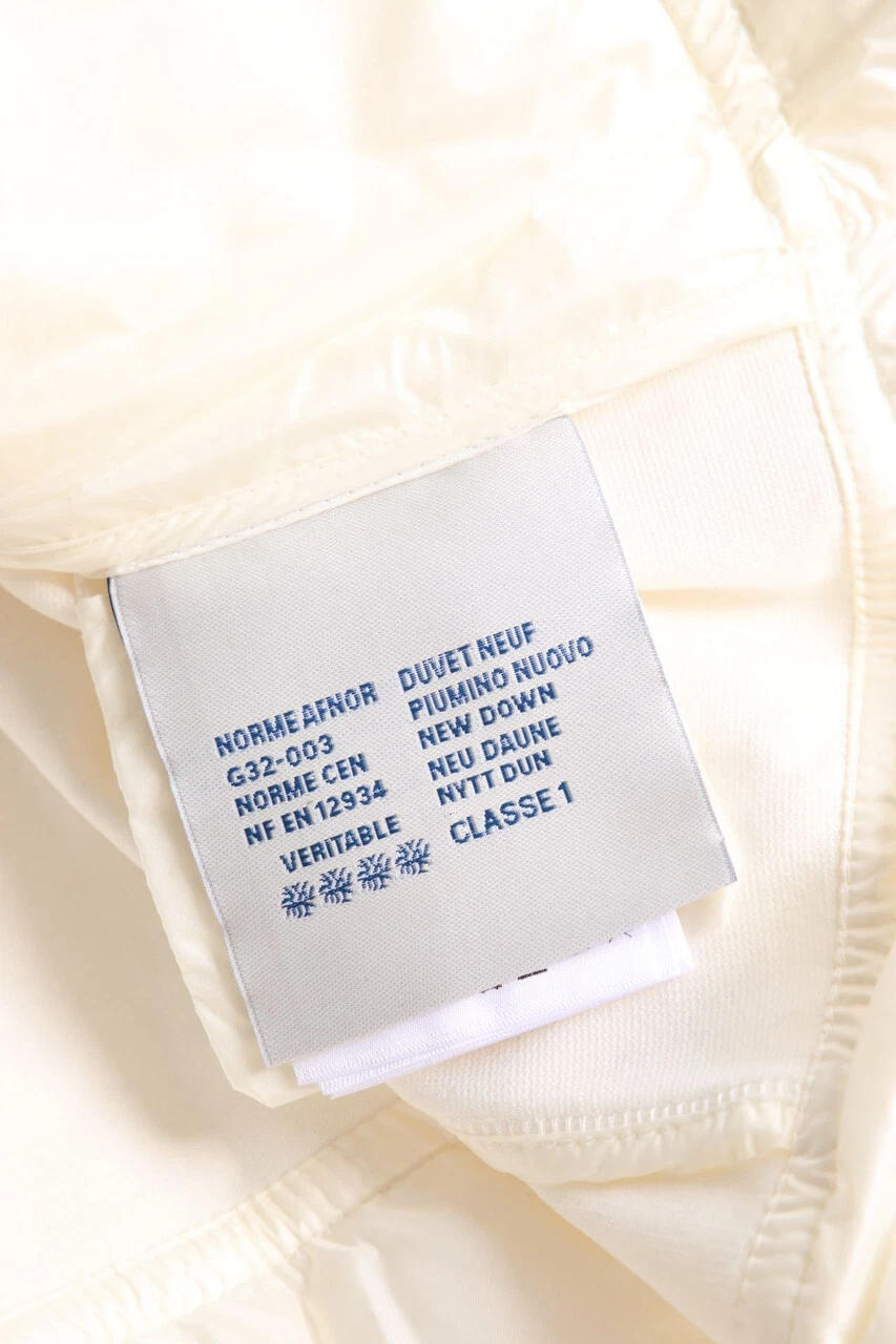 OFF WHITE Piumino Moncler Cappuccio M bianco sporco NUOVO