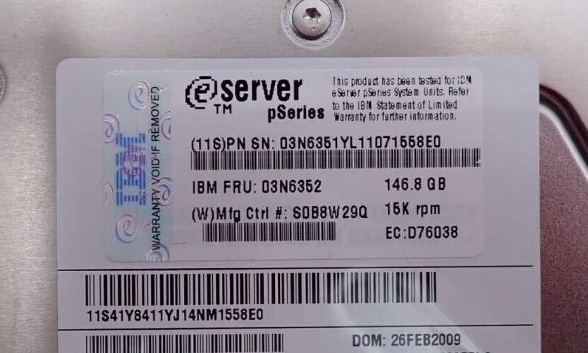 IBM 146GB 15K Ultra320 U320 SCSI 3.5" Hot-Swap Hard Drive HDD 03N6352 03N6351 - Image 4 of 4