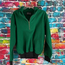 Vintage Polar Fleece by Malden Green 1/4 Zip Pullover Sweatshirt Jacket Small