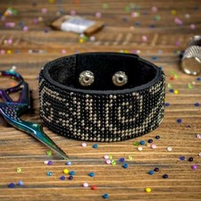 DIY Bead embroidery kit on artificial leather Bracelet