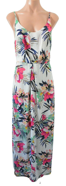 H&M Dress Size Us 8 Pink Green Blue White Floral Slip Maxi 