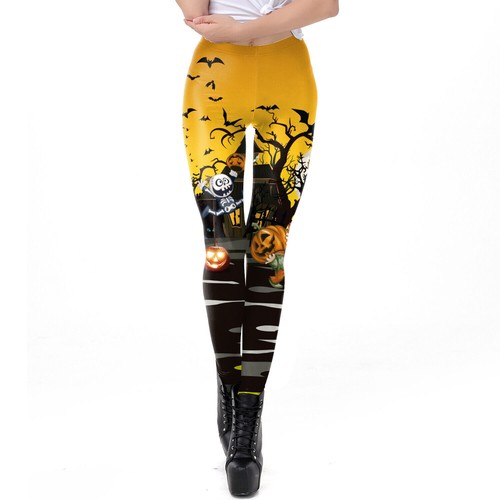 The Nightmare Before Christmas Skull Yoga Pants Halloween Women Leggings Elastic - Picture 14 of 32