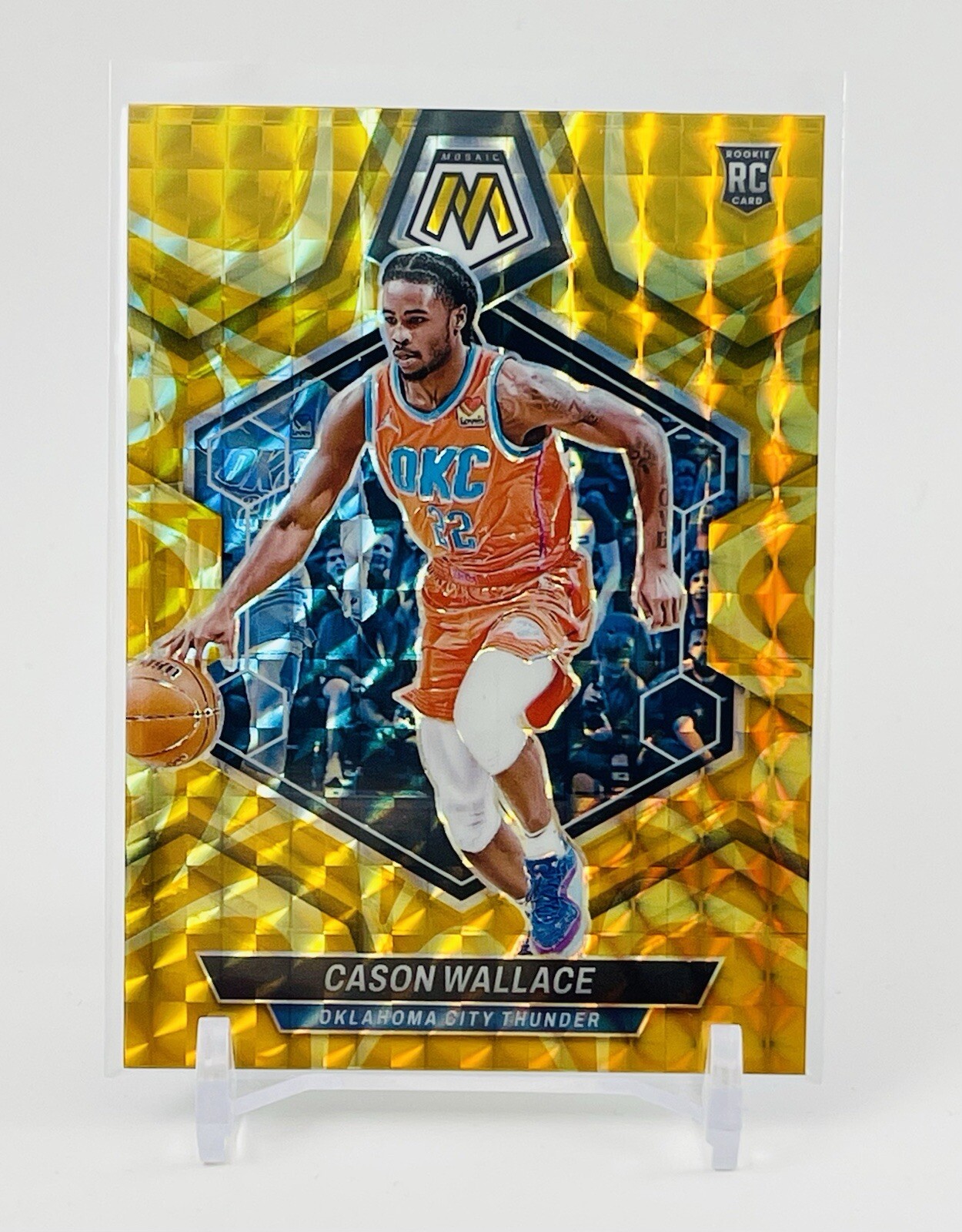 2023-24 Panini Mosaic Cason Wallace RC Yellow Reactive Prizm OKC #218
