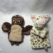 2 Hand Puppet Plush, Ikea Owl Bird Sewn Eyes Douglas Spotted Pig 10