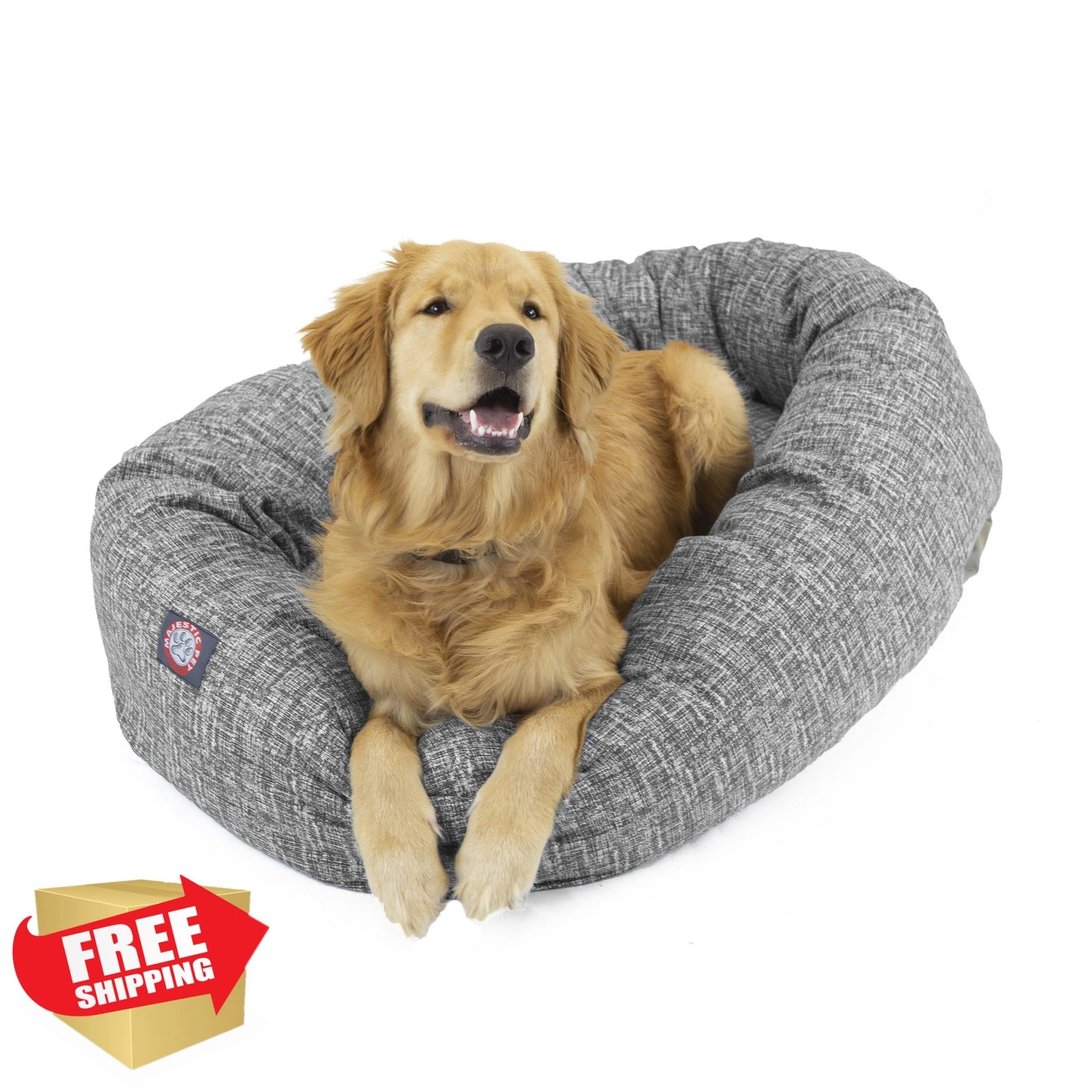 Majestic Pet 40" Bagel Calming Dog Bed Lt Black
