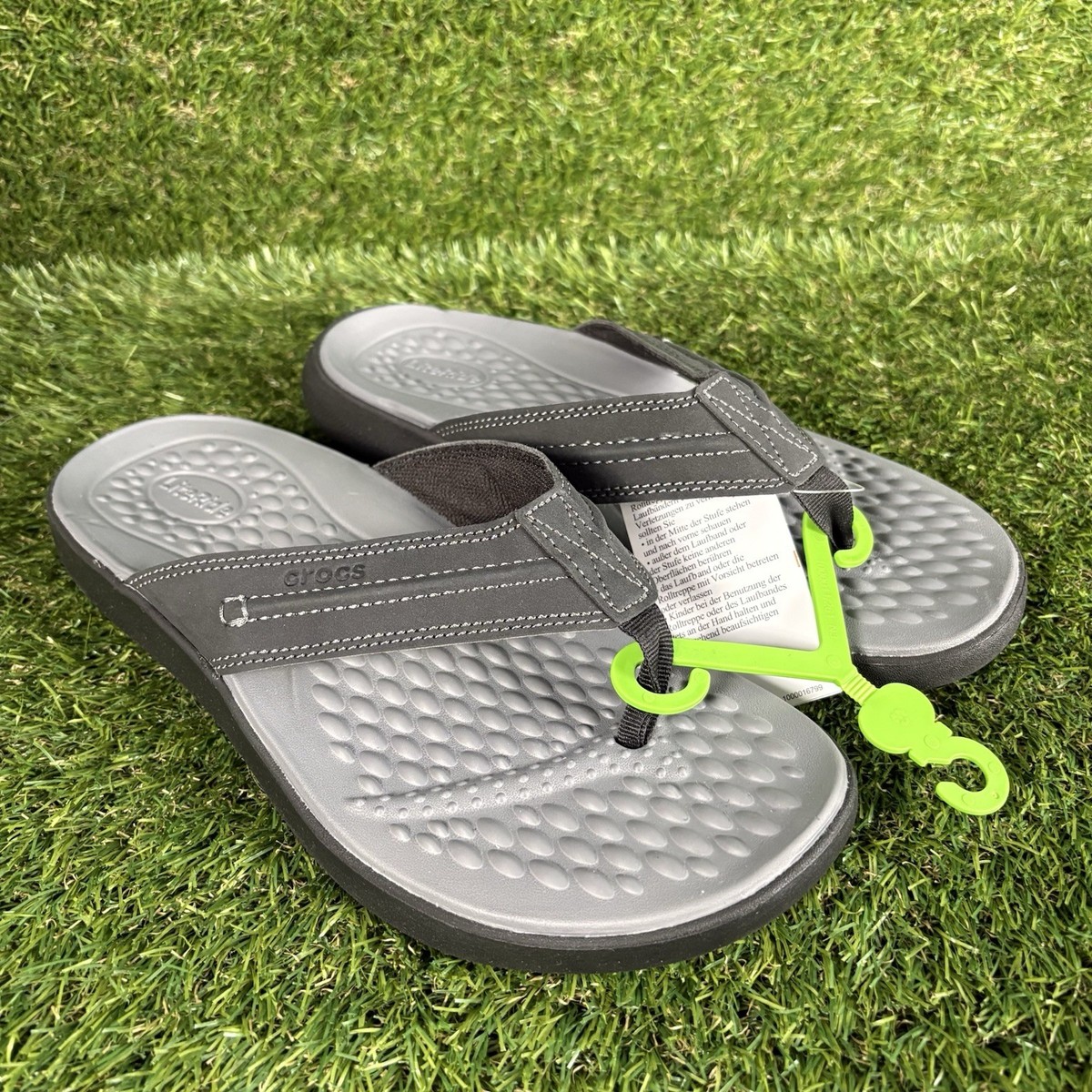 Crocs Yukon Vista II LiteRide Flip Flops Men's 9 Black Gray