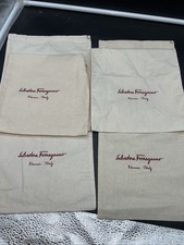 4 Salvatore Ferragamo Shoe Dust Bag Italy Cotton Linen Drawstring 15x8