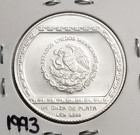 Mexico N$1 Nuevo Peso BAJORELLIEVE DE EL TAJIN 1993, ¼ Oz .999 Fine Silver Coin. — photo 4