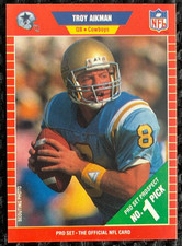 Dallas Cowboys Troy Aikman Rookie Card 1989 Pro Set Football #490. rookie card picture
