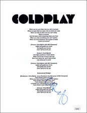 Chris Martin Coldplay Signed Autograph Fix You Lyric Sheet Music X&Y w/ JSA COA