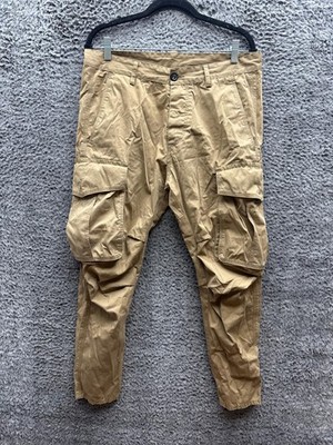 Dsquared2 Cotton Twill Tapered Button-Fly Workwear Cargo Pants Khaki Men Size 48