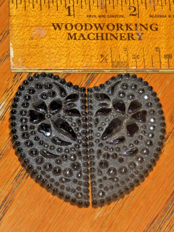 Victorian Black Glass Mourning Belt Buckle Needs Hardware STUNNING!!
