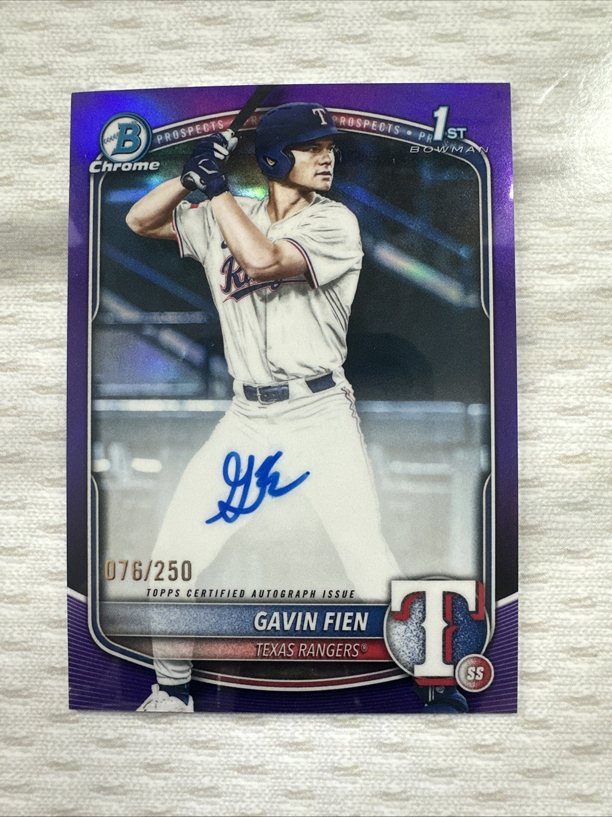 2025 BOWMAN CHROME DRAFT GAVIN FIEN PURPLE AUTOGRAPH /250 Nationals
