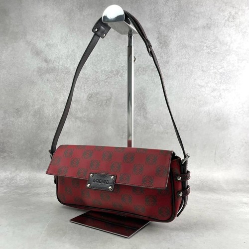 Auth LOEWE Anagram Repeat PVC Shoulder Bag Accessory Pouch 25cm 13cm 4.5cm Logo