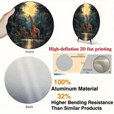 Giraffe Moonlight Aluminum Wall Art Digital Oil Painting