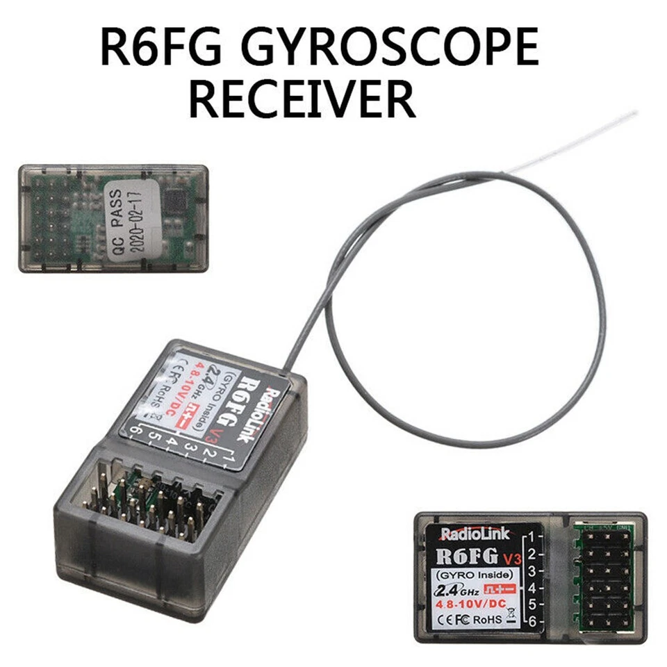 4.8-10V R6FG 2.4Ghz 6CH Gyro RC Car/Boat Receiver For Radiolink RC6GS RC4GS RC4G - Image 2 of 4