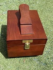 Vintage Wooden Shoe Shine Box Valet Dovetail Cedar Brass Latch Foot Rest 11 Inch