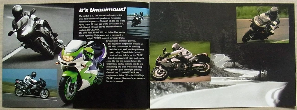 KAWASAKI NINJA ZX-9R MOTORCYCLE Sales Brochure 1995 #99949-1004 ALL-E IV-VIII - Image 2 of 3