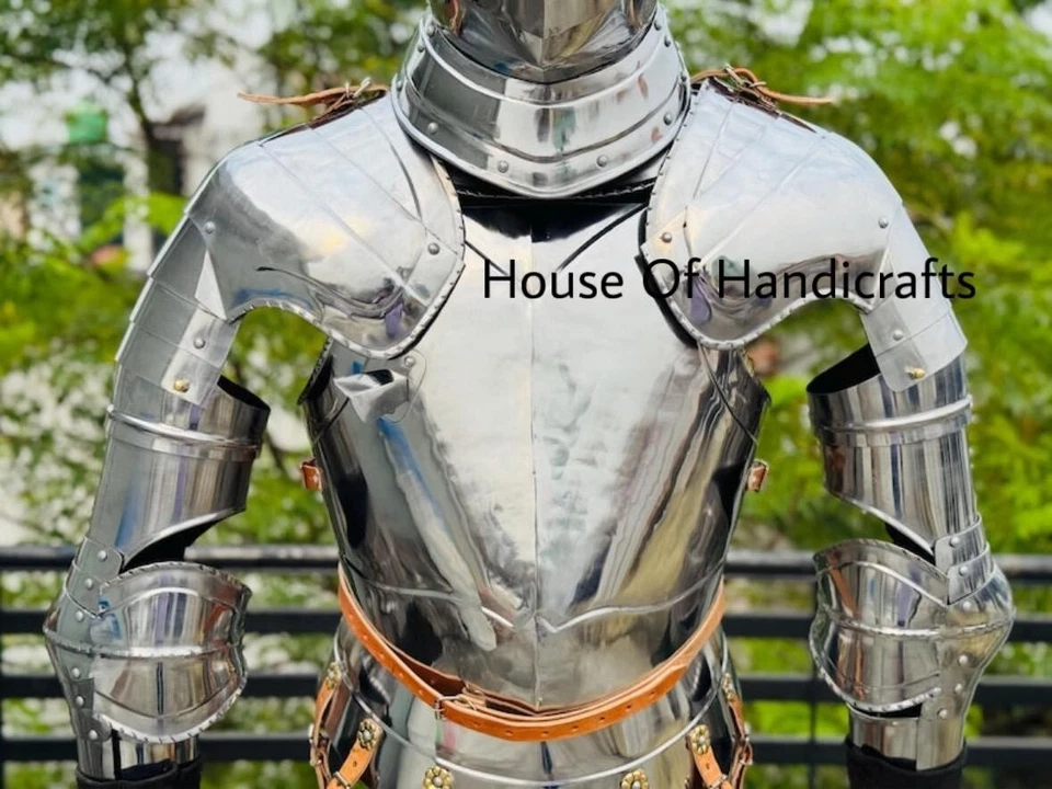 Traje de caballero armadura medieval listo para la batalla, armadura de tamaño completo armadura medieval Foto 3 de 4