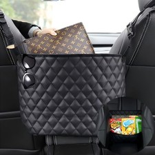 Car Net Pocket Handbag Holder  Purse Holder for Between Seats  Leather Seat Bac...