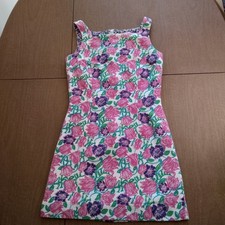 Vintage Lilly Pulitzer Size 4 Sleeveless Short Dress Floral Pink Multi Color