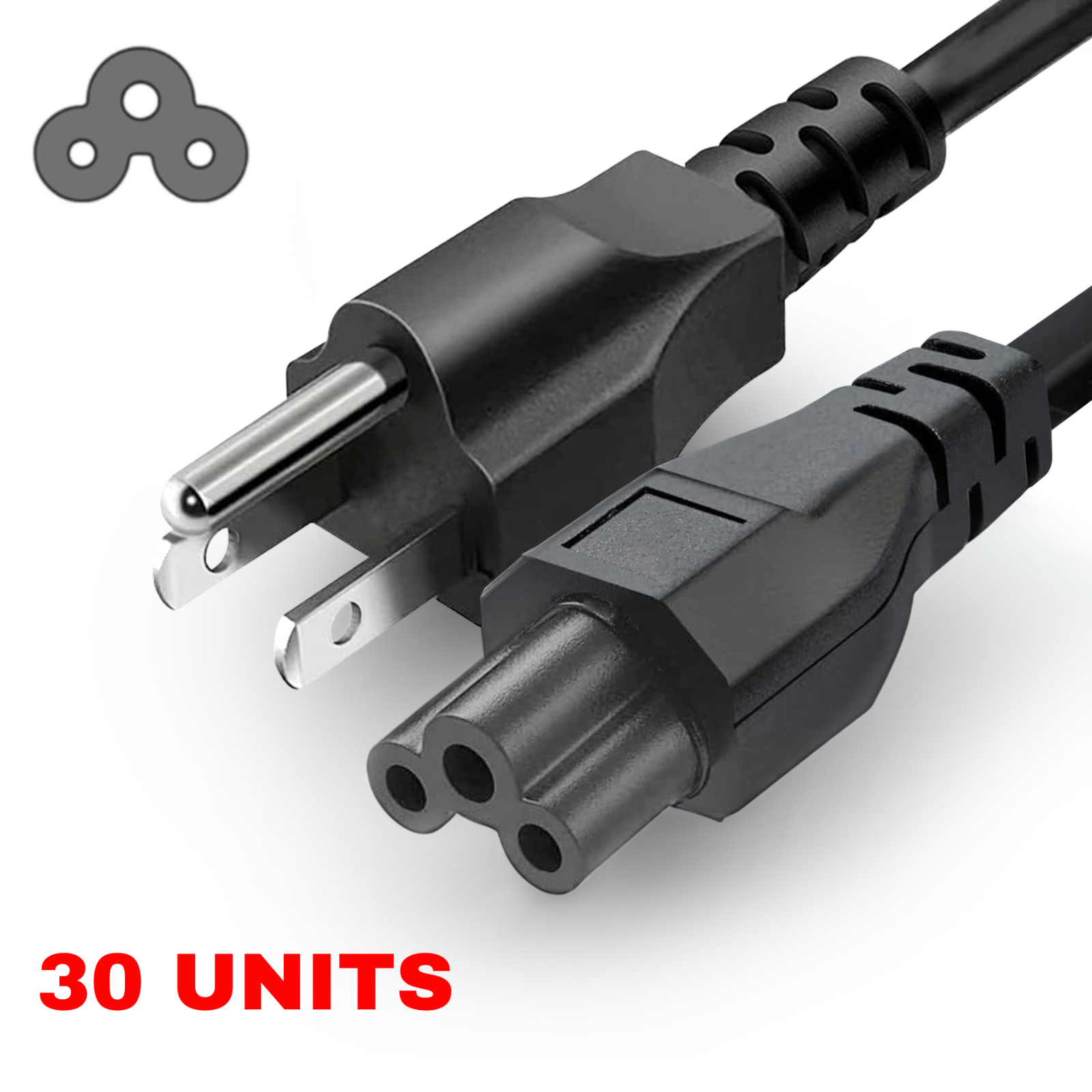Lot of 1-100 AC 3 Prong Laptop Power Cord 3FT 5FT 10FT 125V C5 Premium ...