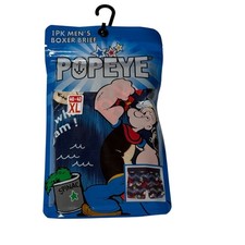 Popeye Mens Boxer Briefs XL 40-42 Navy Spinach Cartoon Graphic Underwear