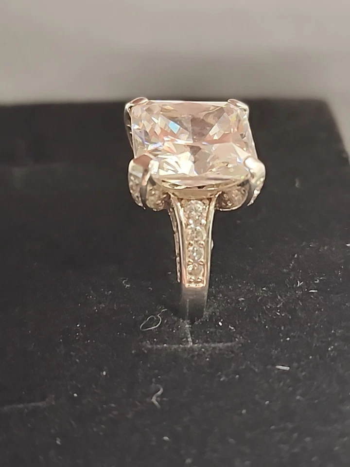Charles Winston White CZ Scintillant Cut Rhodium Plated Sterling Silver Ring Sz8 - Image 3 of 4