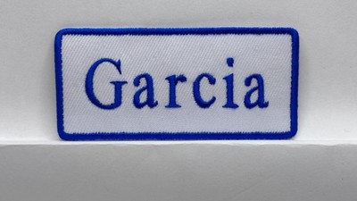 GARCIA  NEW EMBROIDERED   IRON ON NAME PATCH ASSORTED COLORS 1-1/2t X 3-1/2w