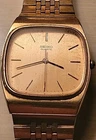 Seiko Watch Men 32mm Gold Dial Gold Tone Rectangle 7810-5139 ~ Parts / Repair